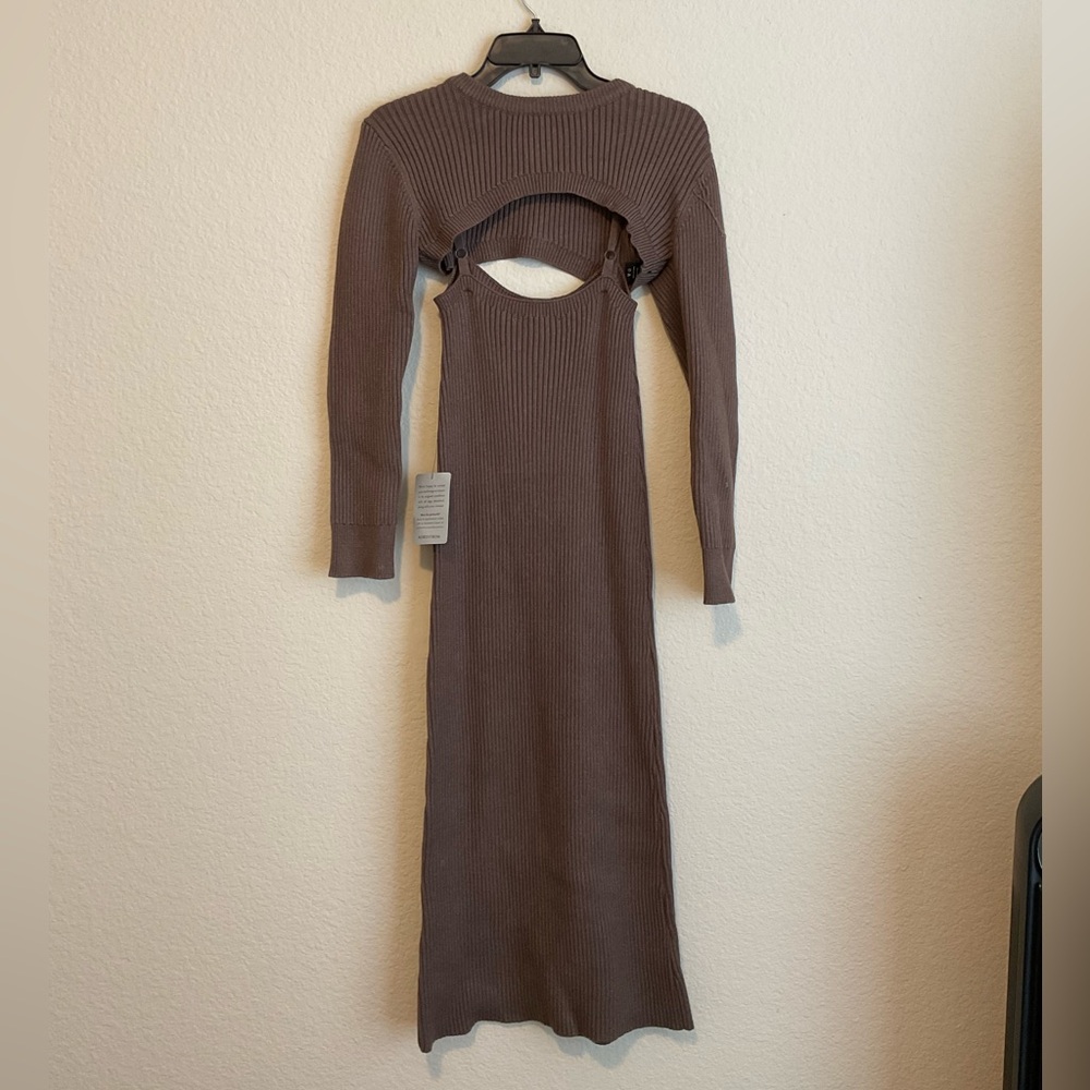 ASTR Brown Sweater dress with shoulder sleeve